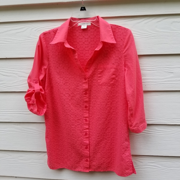 M CORAL eyelet button up tunic top - Picture 3 of 15